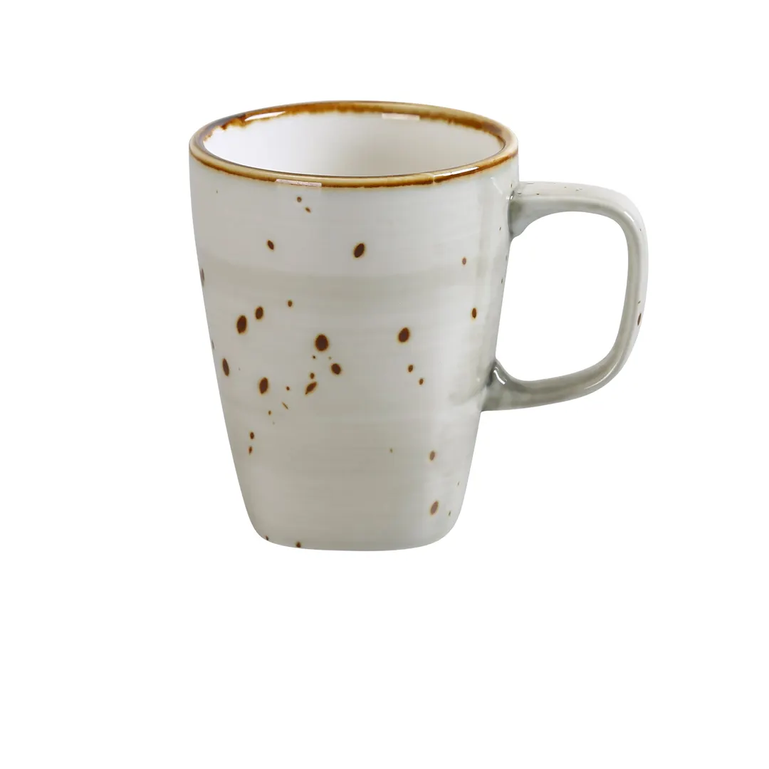Yanco LY-503 - Lyon China Mug, 10 Oz (3-1/4" Dia. x 4" H) Porcelain, Brown Speckled, Safe - Dozen
