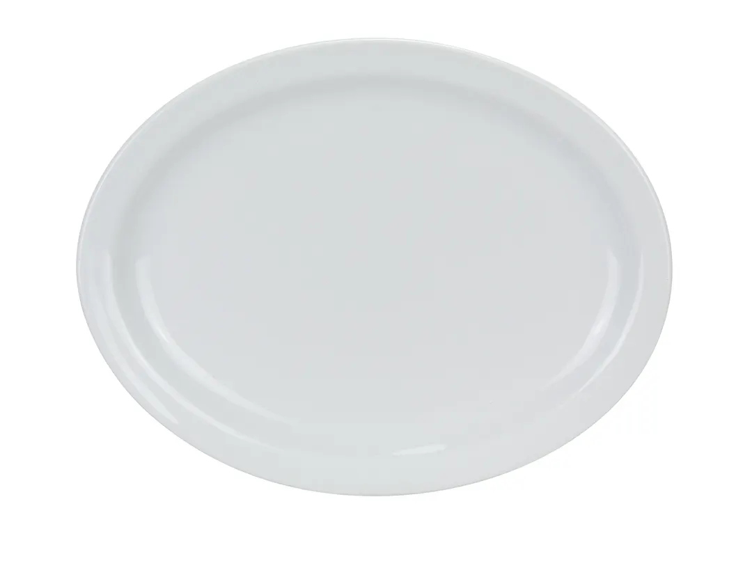 Yanco MA-12 Mayor Oval Platter 10" x 8" White Porcelain Narrow Rim Dishwasher Safe - Dozen