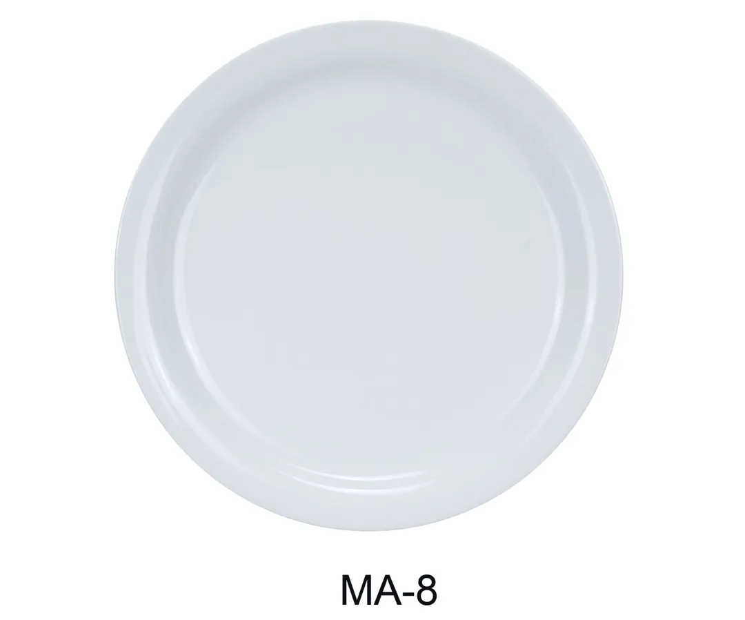 Yanco MA-8 Plate, 9" Round Porcelain, White, Narrow Rim, Dishwasher, Oven & Microwave Safe - Dozen