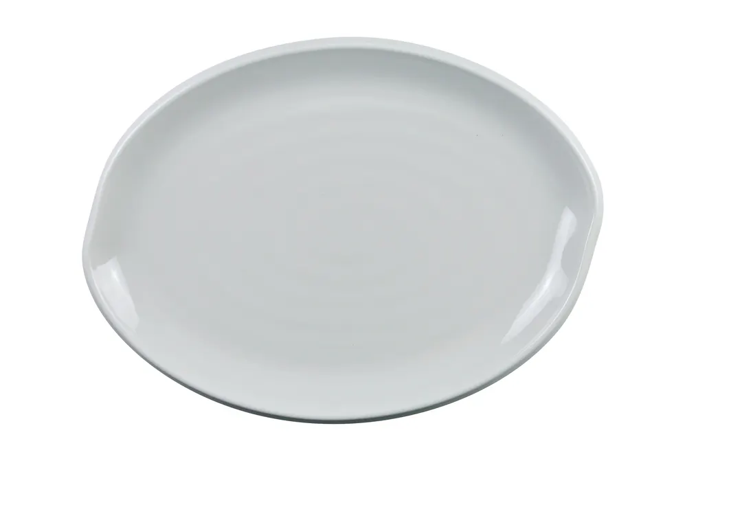 Yanco MD-214 Milando Oval Plate, 14" X 10-1/2" White Melamine, Dishwasher Safe - Dozen