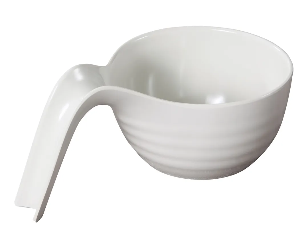 Yanco MD-307 - 40 Oz Milando Bowl, 6-1/2" Round Handle, Melamine White, Dishwasher Safe - Dozen