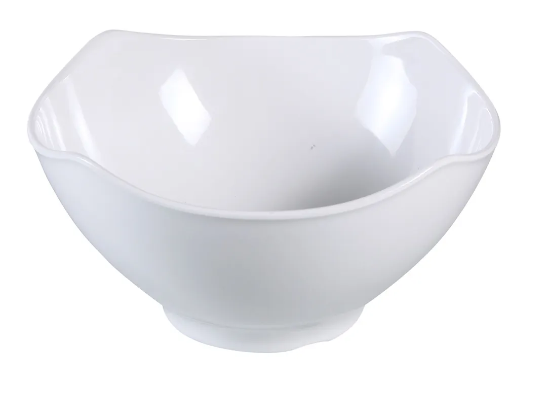 Yanco MD-337 - 30 oz Square Melamine Bowl, 7" L x 7" W x 3-1/2" H, White, Dishwasher Safe - Dozen