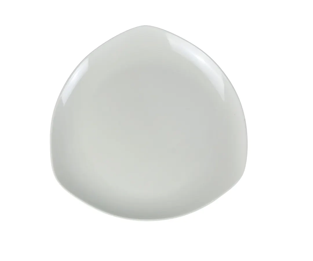 Yanco MD-610 Milando Triangular Melamine Plate, 10" Diameter White, Dishwasher Safe - Dozen