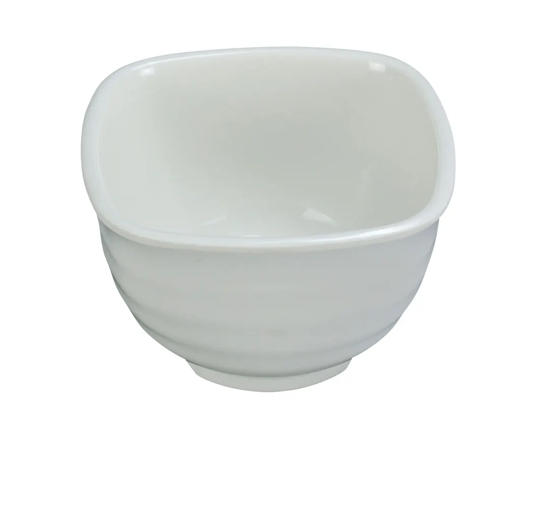 Yanco MD-705 Square Plastic Bowl, 16 Oz White Melamine, 5" L x 5" W x 3" H - Dozen