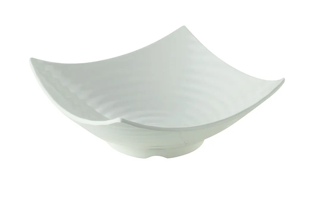 Yanco MD-813 Square Melamine Bowl, 13" L x 13" W x 3-1/4" H, 3 Qt (110 oz) White - Dozen