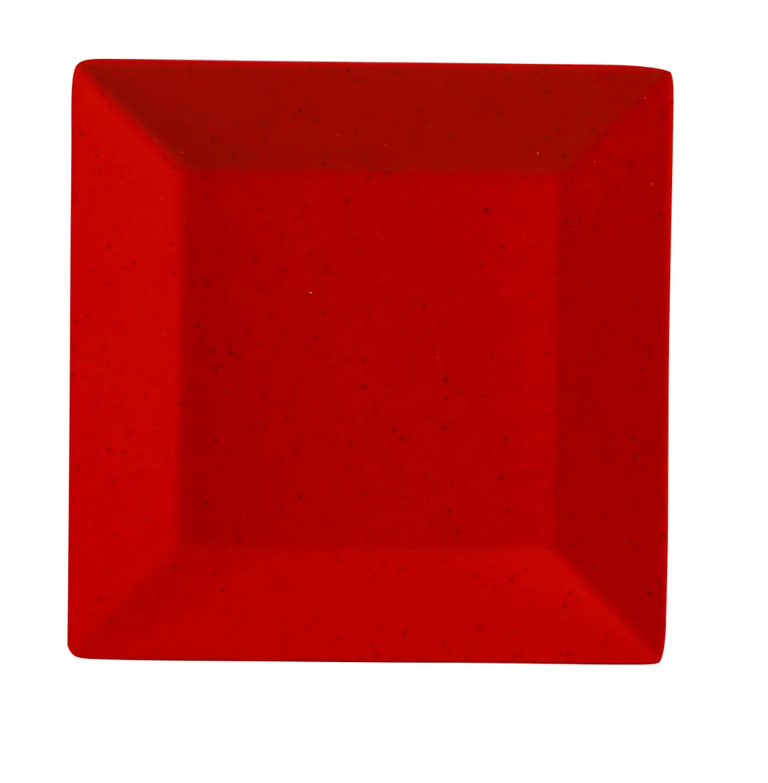 Yanco ME-112 - Square 12" x 12" Reusable Melamine Plastic Plate, Speckled Red, Dishwasher Safe - Dozen