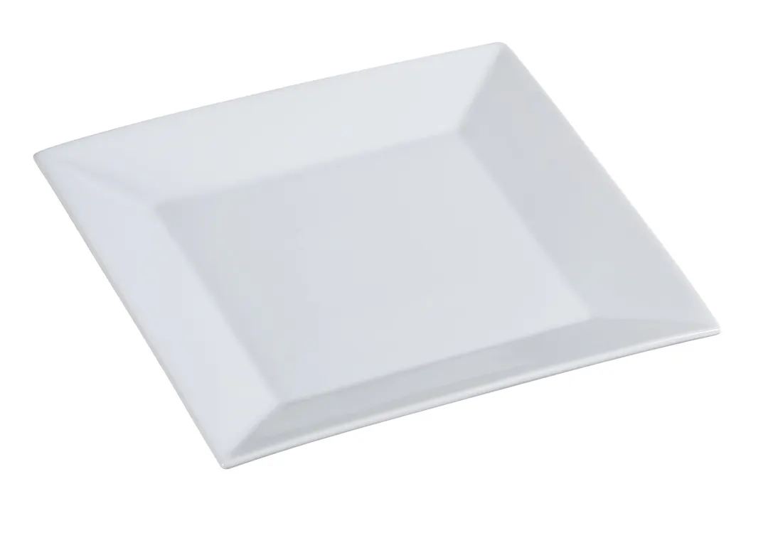 Yanco ML-109 Square Plate, 9" x 9" White Porcelain, Dishwasher, Oven & Microwave Safe - Dozen