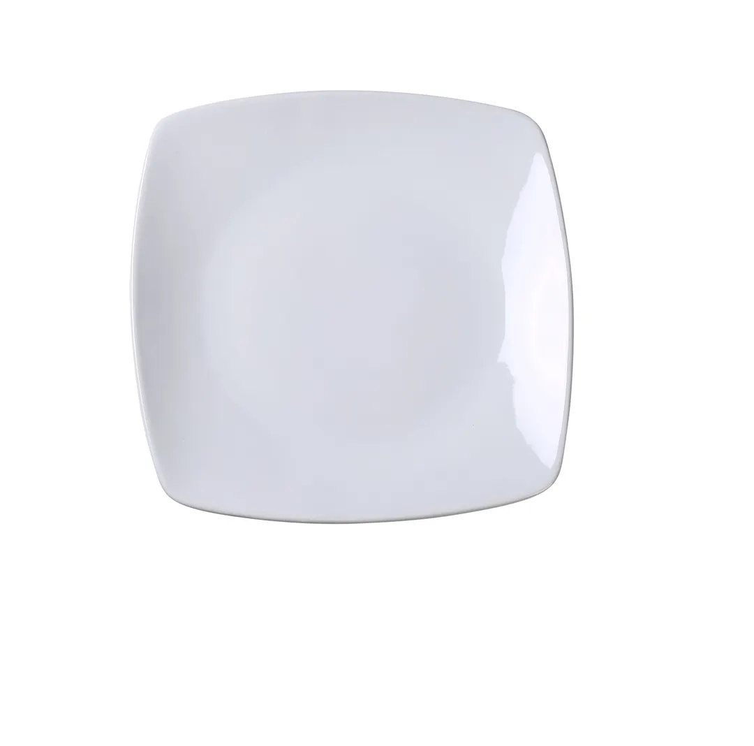 Yanco ML-2112 - Square Plate, 12" x 12" x 1-1/2" White Porcelain, Oven/Microwave Safe - Dozen