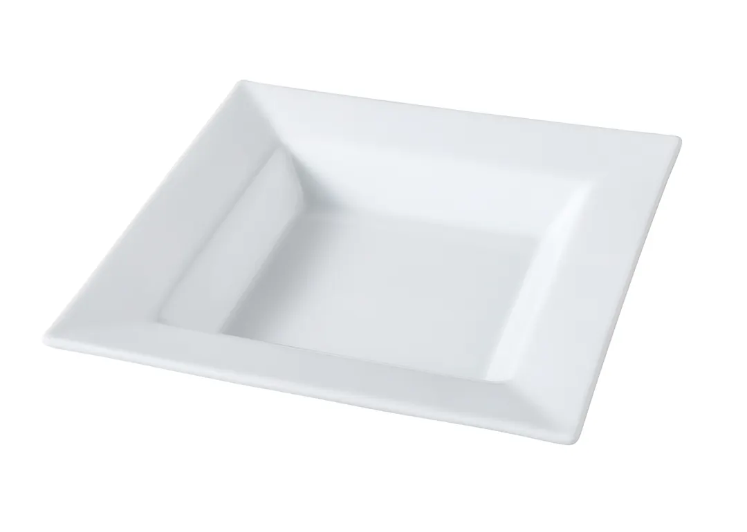 Yanco ML-309 - Square 12 oz Soup Plate, 8½" x 8½" Super White Porcelain, Dishwasher Safe - Dozen