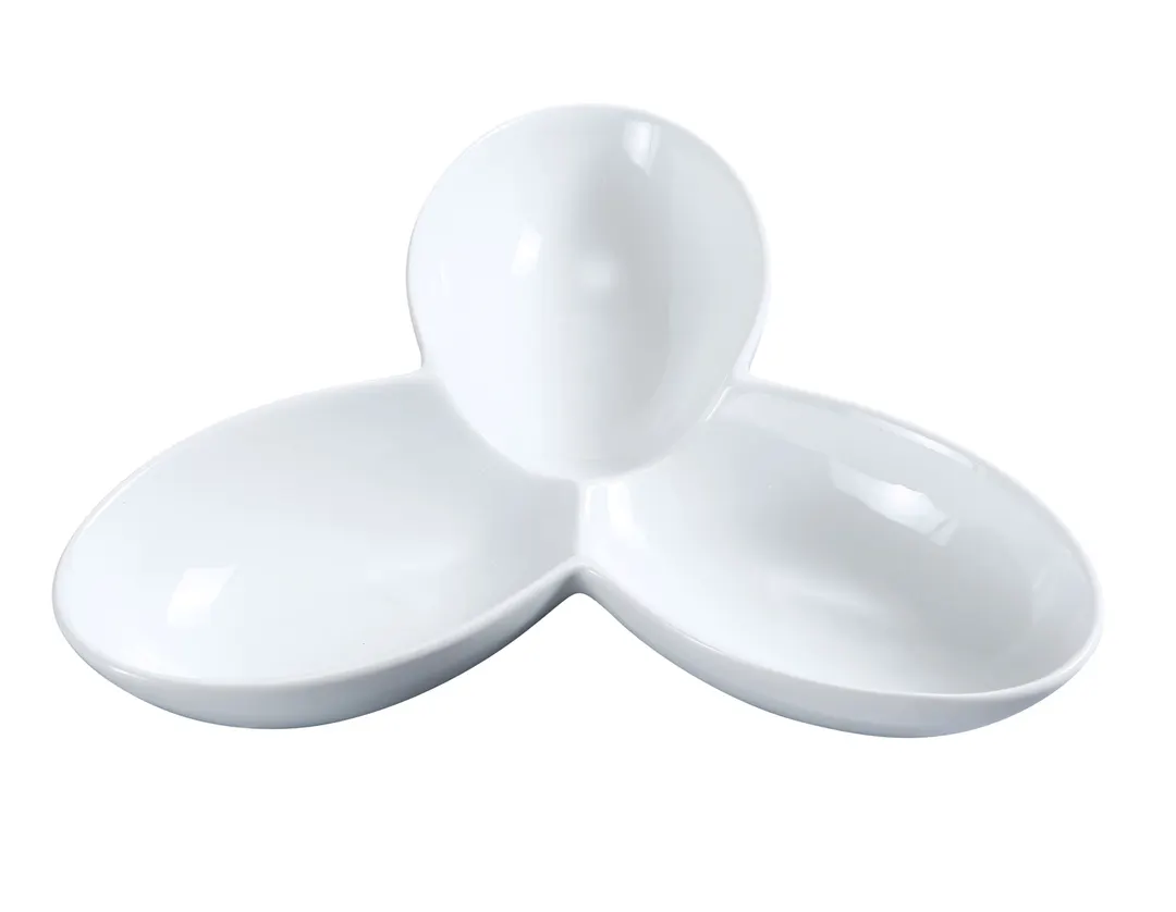 Yanco ML-823 3-Compartment China Bowl, 6 Oz Each, 11" X 8-1/2" Porcelain, Dishwasher Safe - Dozen