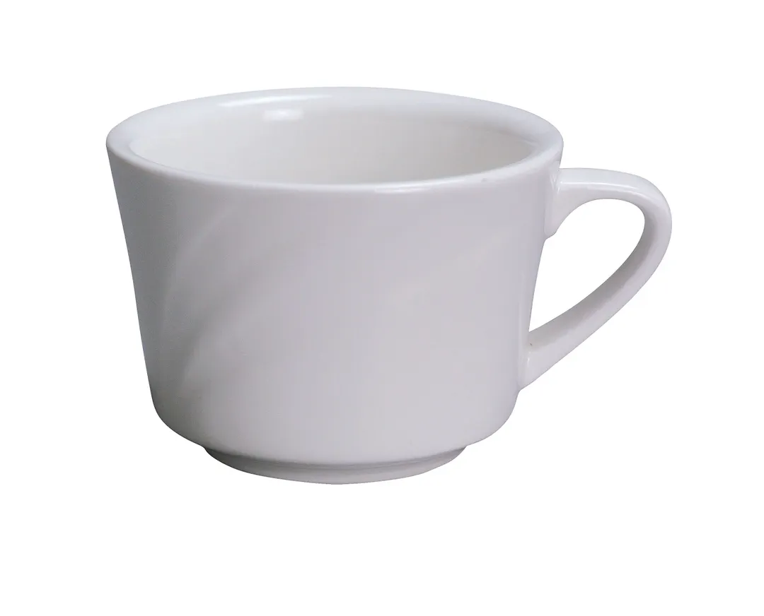 Yanco MM-1 Miami Cup (3½" Dia. x 2⅜" H) Bone White Porcelain Embossed Dishwasher Safe - Dozen