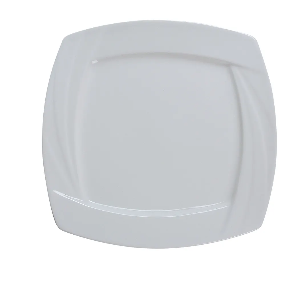 Yanco MM-12-SQ - Square China Plate, 12" x 12" Bone Porcelain Embossed Oven/Microwave Safe - Dozen