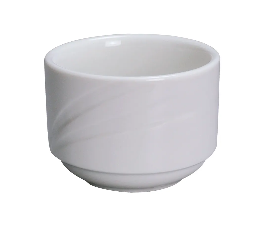 Yanco MM-4 - Bouillon Cups, 7.5 oz 3-1/2"x2-1/2", Embossed Porcelain Bone White Dishwasher - Dozen