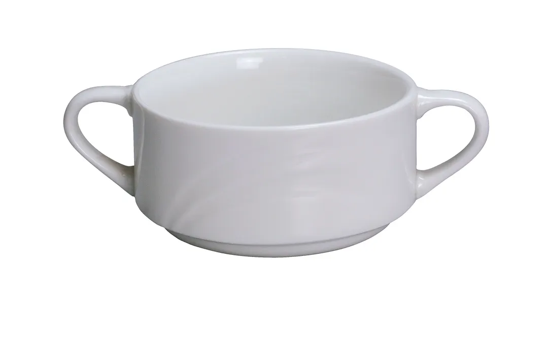Yanco MM-46 - Miami Bouillon 6 Oz Porcelain Cup, 3-7/8" Dia. White Embossed Dishwasher Safe - Dozen