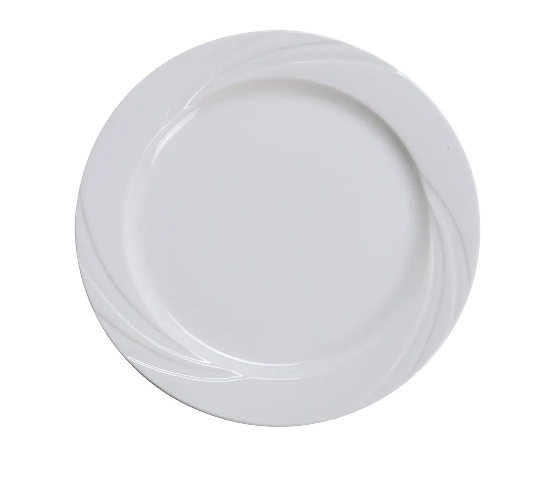 Yanco MM-6 - 6-1/4" Round Embossed Rim Porcelain Plate Bone White, Dishwasher Safe - Dozen