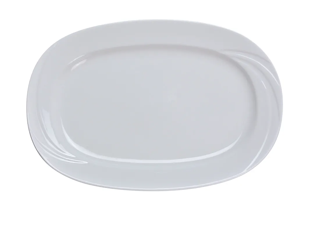 Yanco MM-93 Miami Platter - 11-3/4" x 8-1/2" Porcelain White Embossed Rim Dishwasher Safe - Dozen