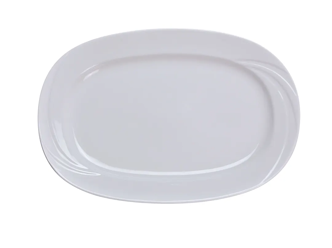 Yanco MM-94 Miami Platter 14" X 10" Bone-White Porcelain Embossed Rim Dishwasher Safe - Dozen