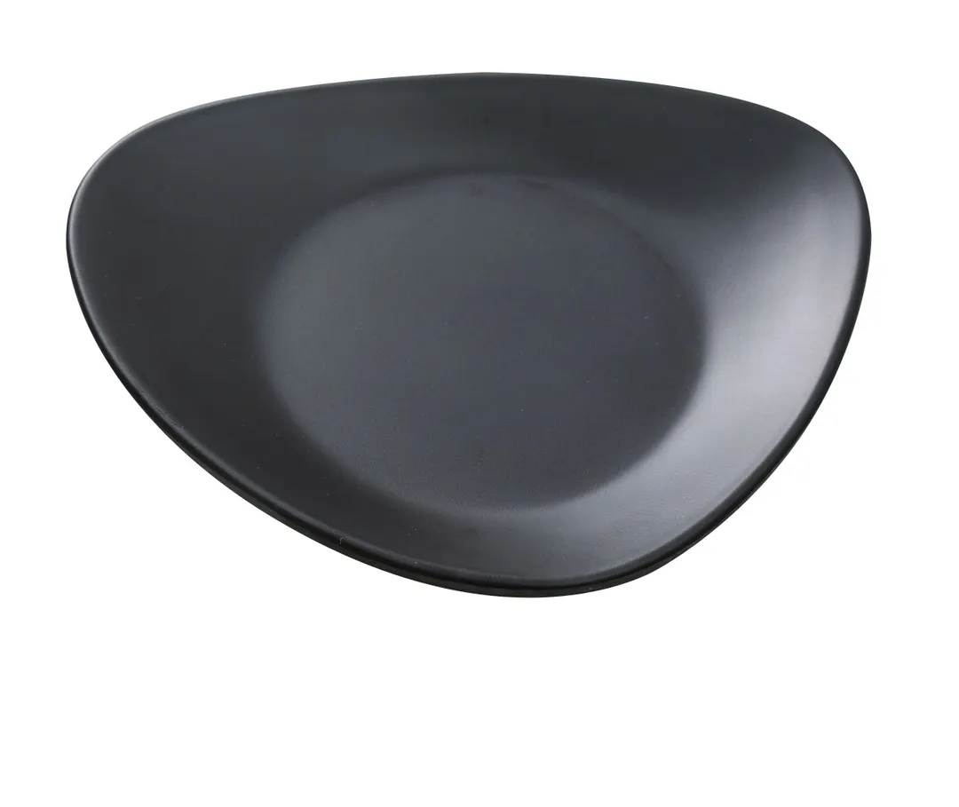 Yanco MO-106BK - Triangular Plate, 6" x 4-1/2", Black Matte Melamine, Dishwasher Safe - Dozen