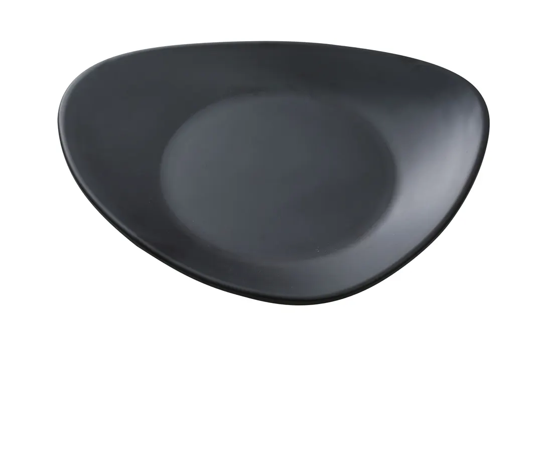 Yanco MO-112BK - 12" x 10-1/2" Triangular Melamine Plate, Black Matte - Dozen