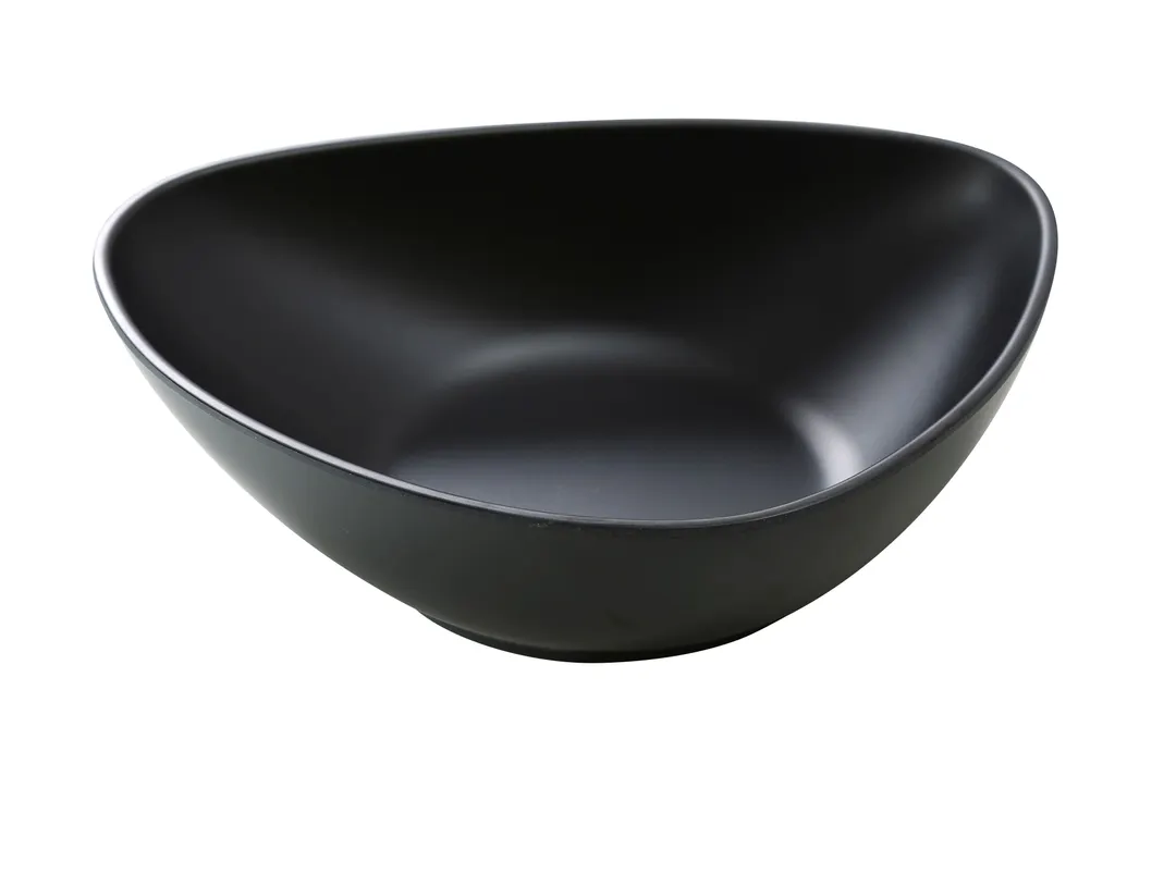 Yanco MO-209BK - Triangular 36 oz Melamine Bowl, 9" x 7" x 2-1/2", Black, Dishwasher Safe - Dozen