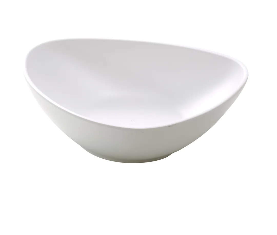 Yanco MO-211 Triangular Pasta Plate, 11" x 9" x 3", 34 oz White Matte Melamine - Dozen