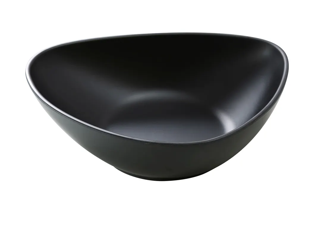 Yanco MO-211BK - 11" Triangular Pasta Plate, 34 Oz, Matte Black Melamine - Dozen