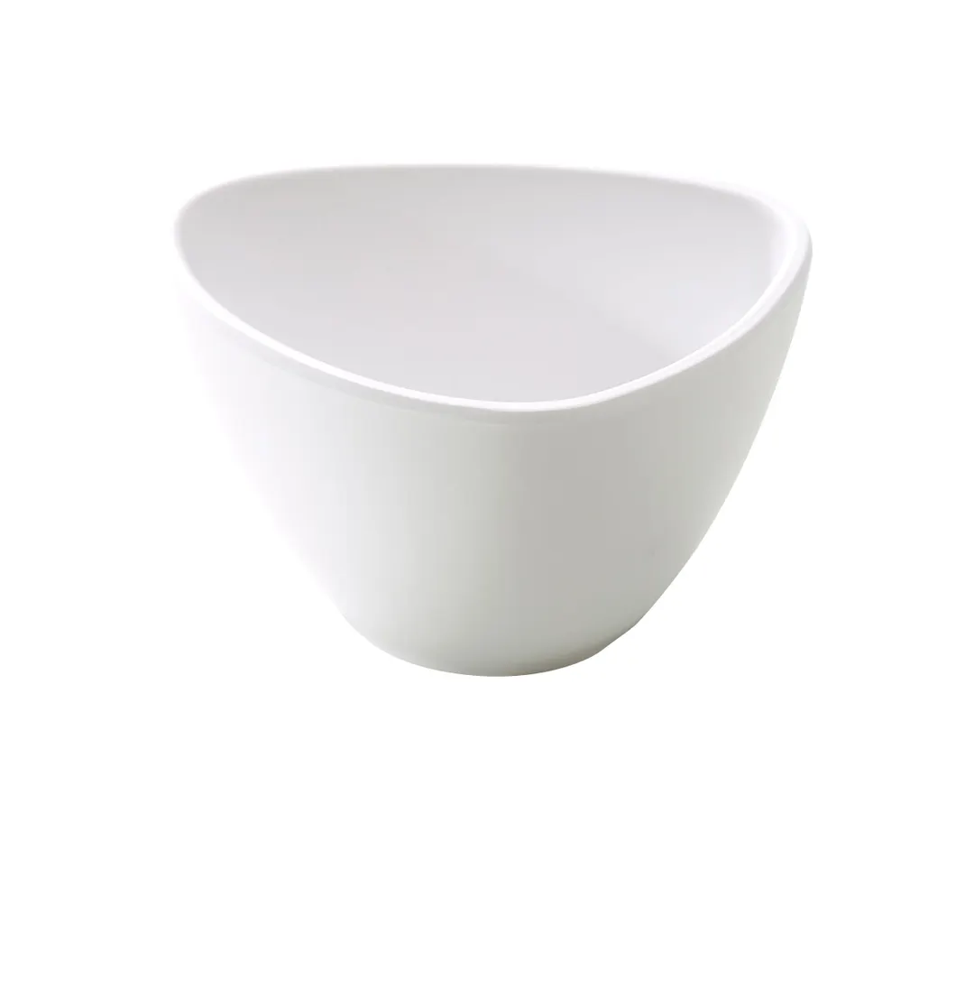 Yanco MO-304 Triangular Bowl, 8oz (1/4 Qt) White Matte Melamine, 4" L x 3" W x 2-1/4" H - Dozen