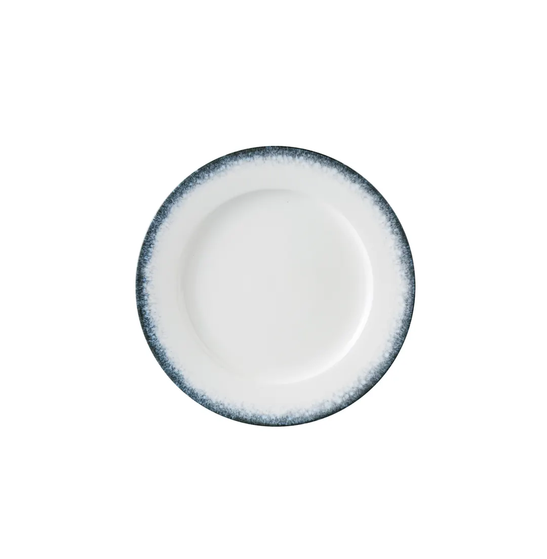 Yanco MR-106 Mars Bread Plate, 6 1/4" Dia x 1/2" H, White & Blue China, Dishwasher Safe - Dozen