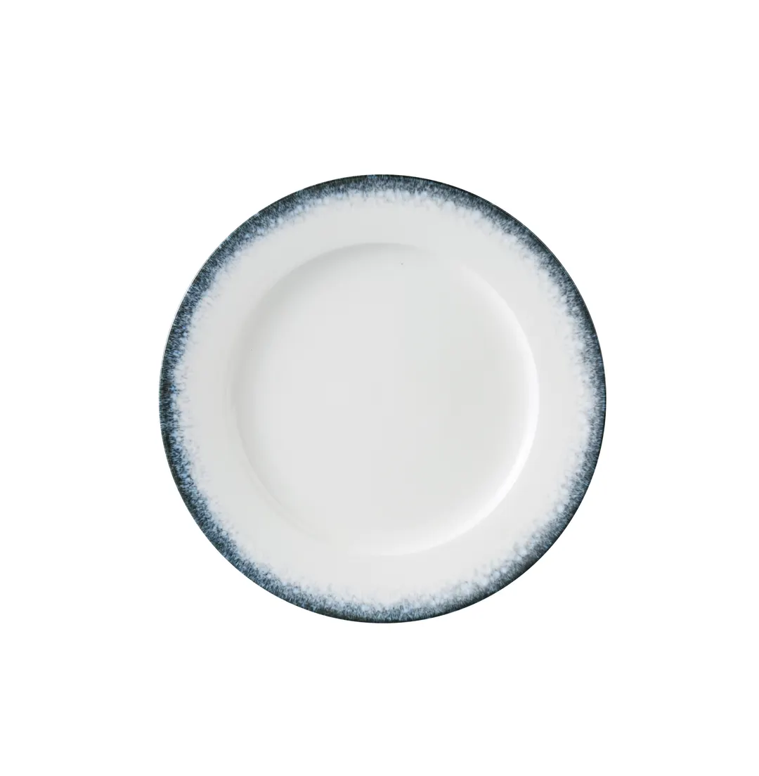Yanco MR-107 Bread Plate- Round 7¼" Dia x ¾" H,White/Blue China, Dishwasher/Microwave Safe - Dozen
