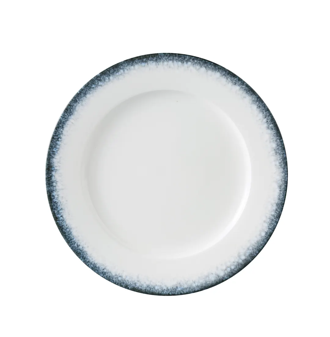 Yanco MR-110 - 10.25" Round China Dinner Plate, White and Blue, Dishwasher Safe - Dozen