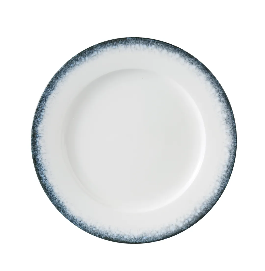 Yanco MR-111 Round China Plate, 11 1/4" Dia x 7/8" H, White And Blue, Dishwasher Safe - Dozen