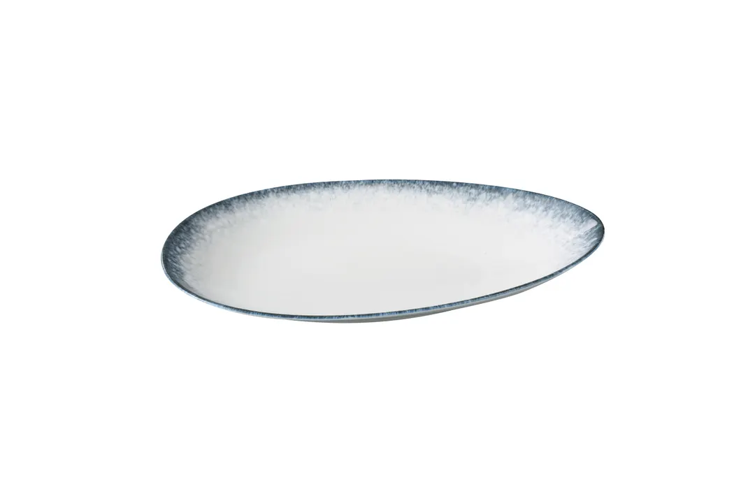 Yanco MR-311 - Oval China Plate 11 3/4" W x 7" D x 1 7/8" H White/Blue Dishwasher/MW Safe - Dozen