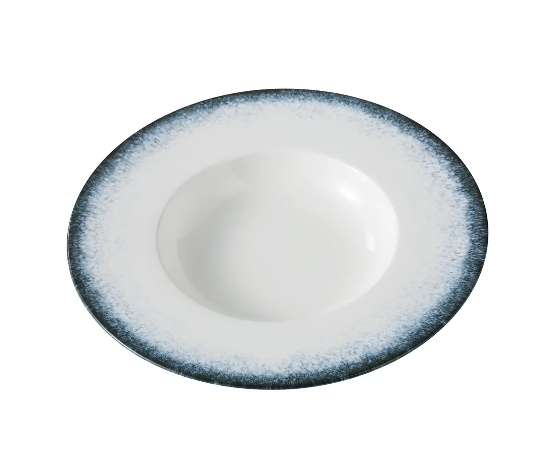 Yanco MR-411 - Mars Pasta Bowl, 12 Oz, 11 1/4" Dia × 1 7/8" H, White/Blue China, Safe - Dozen