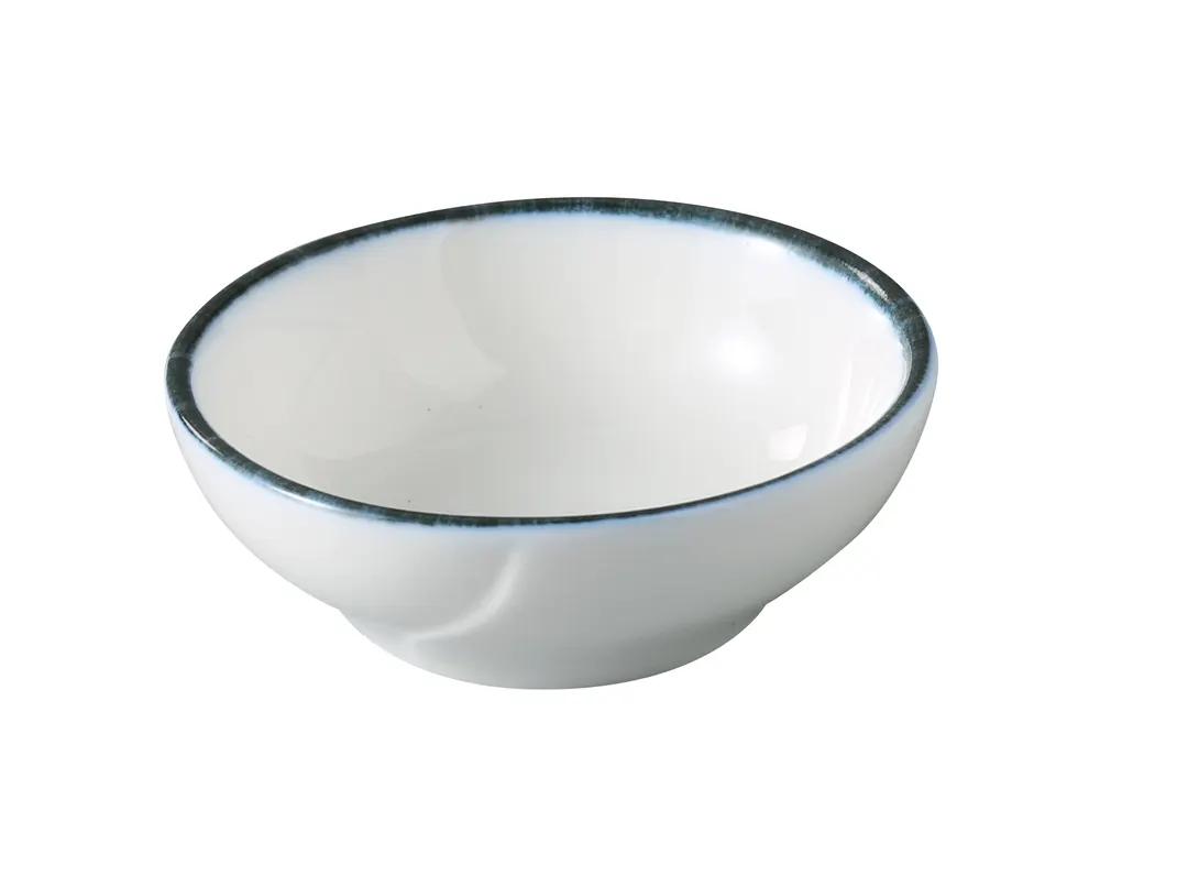 Yanco MR-502 Dish, 1.5 Oz, 2 7/8" Dia x 1" H, White/Blue China, Dishwasher/Microwave Safe - Dozen