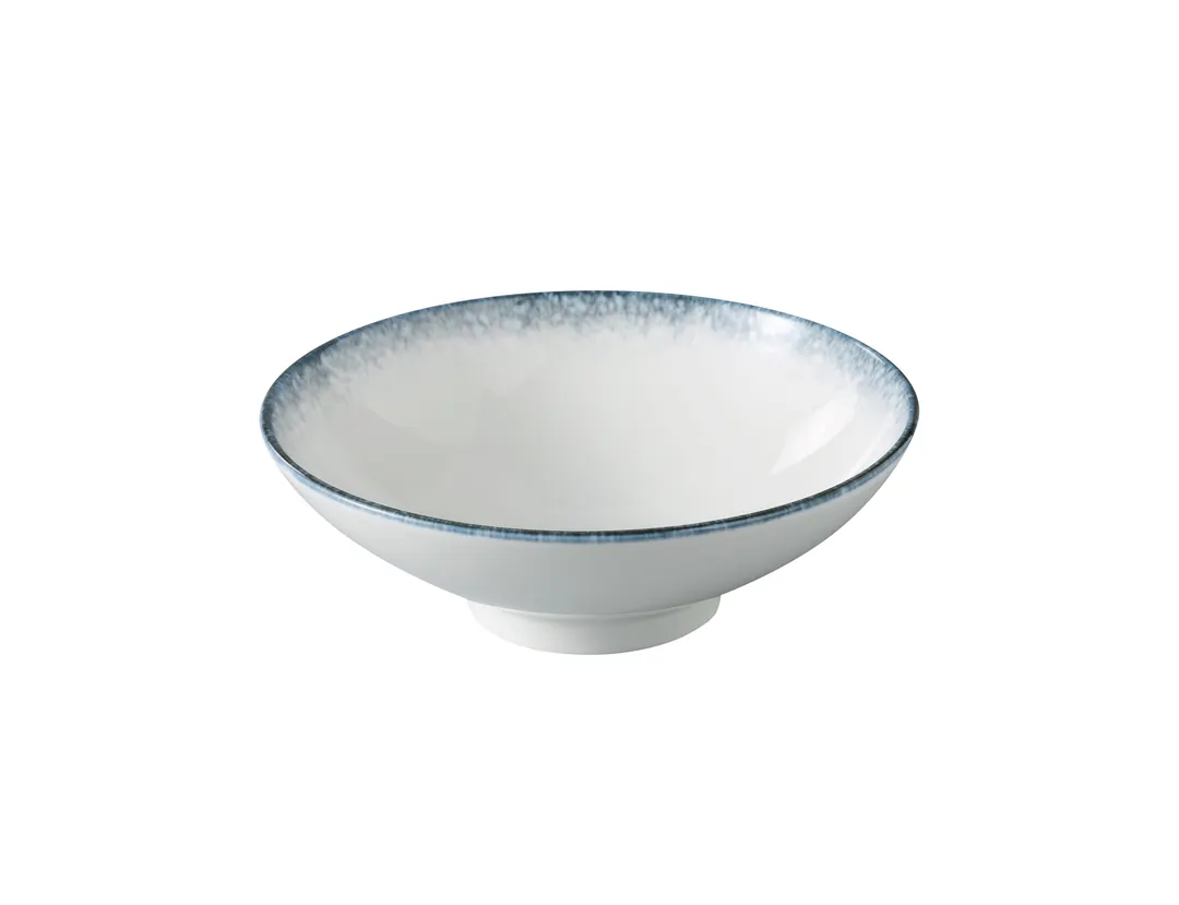 Yanco MR-507 - 23.5 oz China Bowl, 7 5/8" Dia x 2 5/8" H, White & Blue, Dishwasher Safe - Dozen