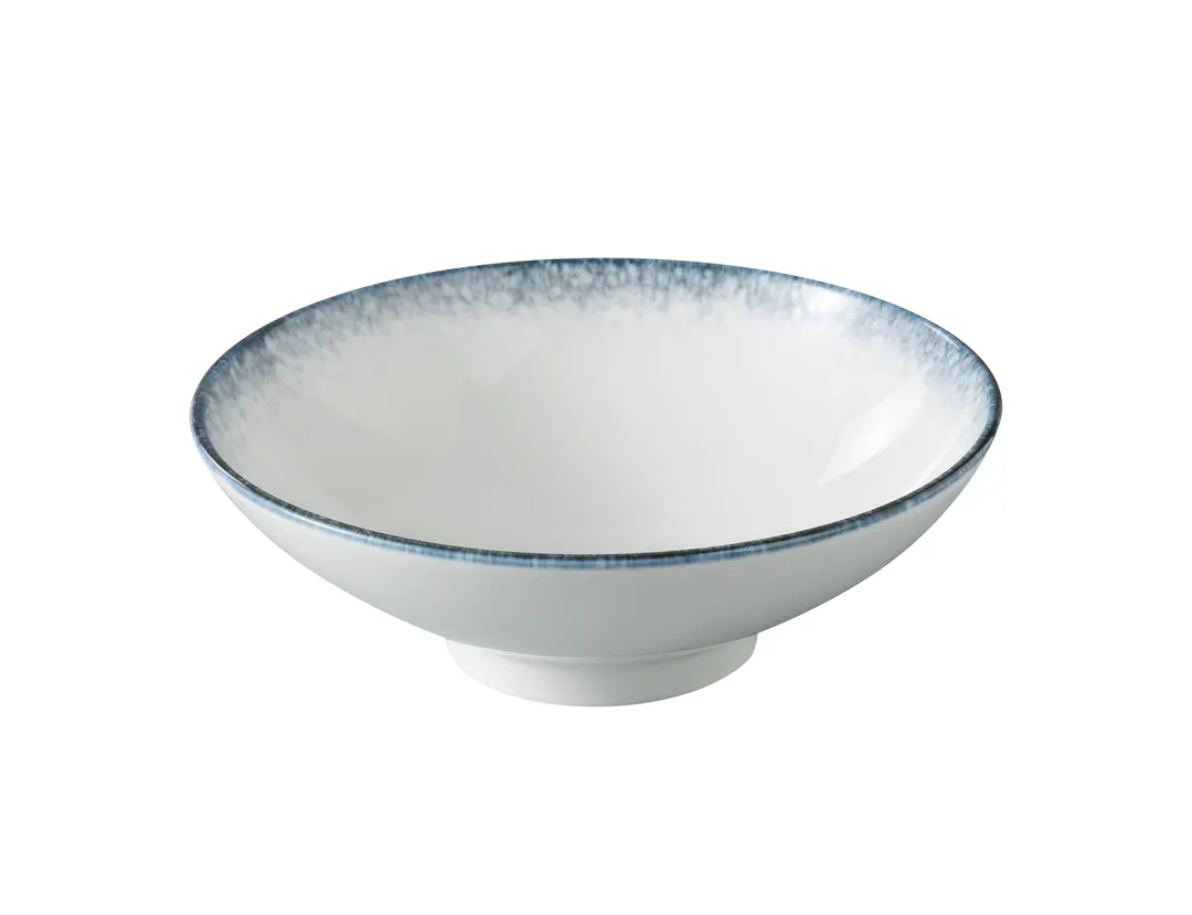 Yanco MR-508 - 38‑Oz Bowl, 8" Dia x 3" H China, White & Blue, Dishwasher/Microwave Safe - Dozen
