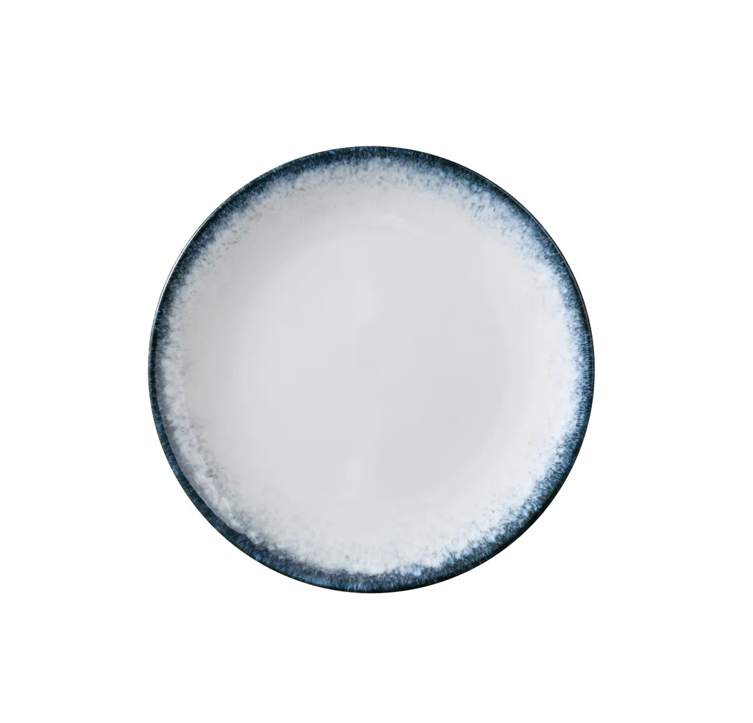 Yanco MR-706 Round Plate, 6 1/4" Dia x 3/4" H, White/Blue China, Microwave Safe, Coupe Rim - Dozen