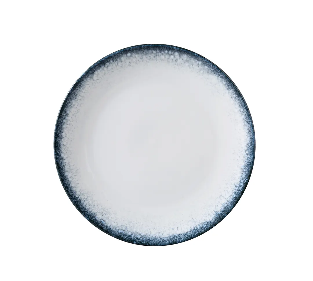 Yanco MR-710 Plate Coupe Rim, 10 1/4" Dia x 1" H, White & Blue China, Dishwasher Safe - Dozen