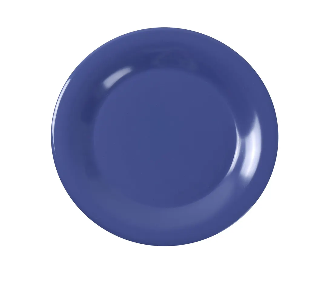 Yanco MS-009BU - 9" Round Wide Rim Melamine Plate, Blue, Heavy Duty, Dishwasher Safe, NSF, 1 Dozen