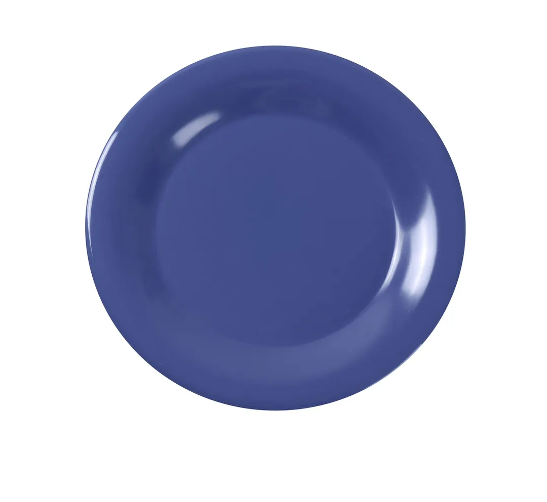 Yanco MS-010BU Melamine Plate, 10.5" Round Wide Rim, Blue, Dishwasher Safe, NSF - Dozen