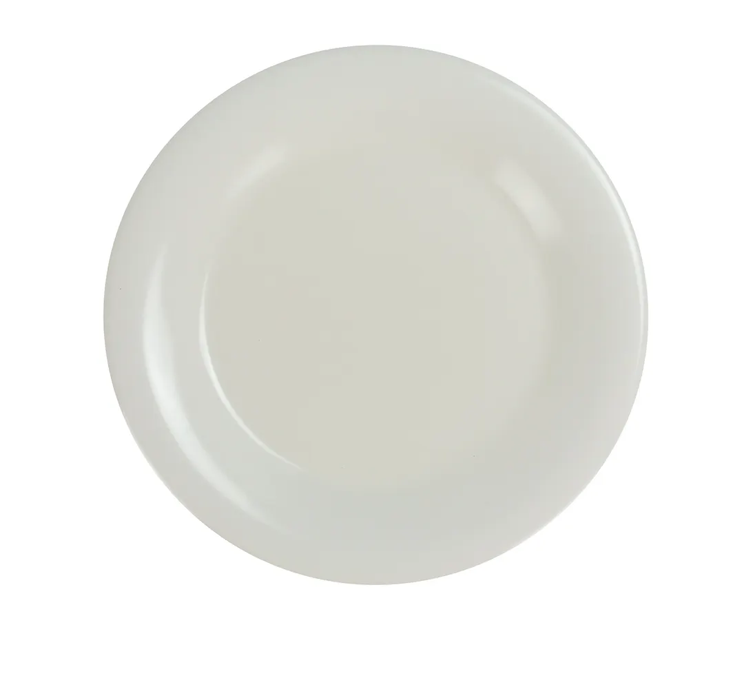 Yanco MS-010IV Round Plate, 10.5" Diameter, Wide Rim, Melamine, Ivory, Dishwasher Safe - Dozen