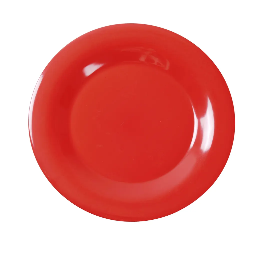 Yanco MS-012RD - 12" Round Wide‑Rim Melamine Plate, Orange‑Red, Heavy NSF Dishwasher Safe - Dozen