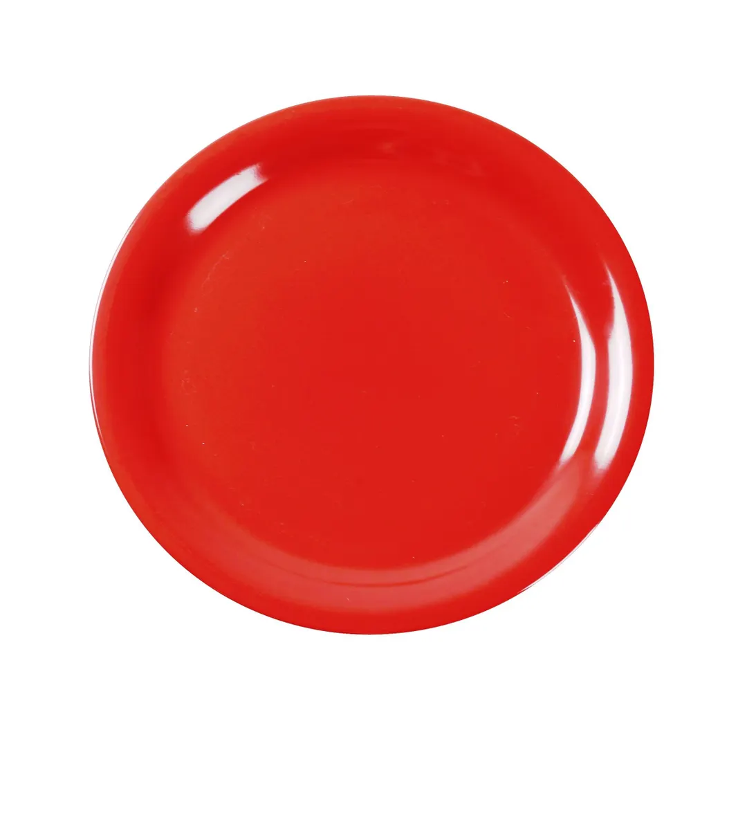 Yanco MS-106RD - 6-1/2" Round Melamine Plate, Orange Red, Narrow Rim, Heavy-Duty, NSF - Dozen