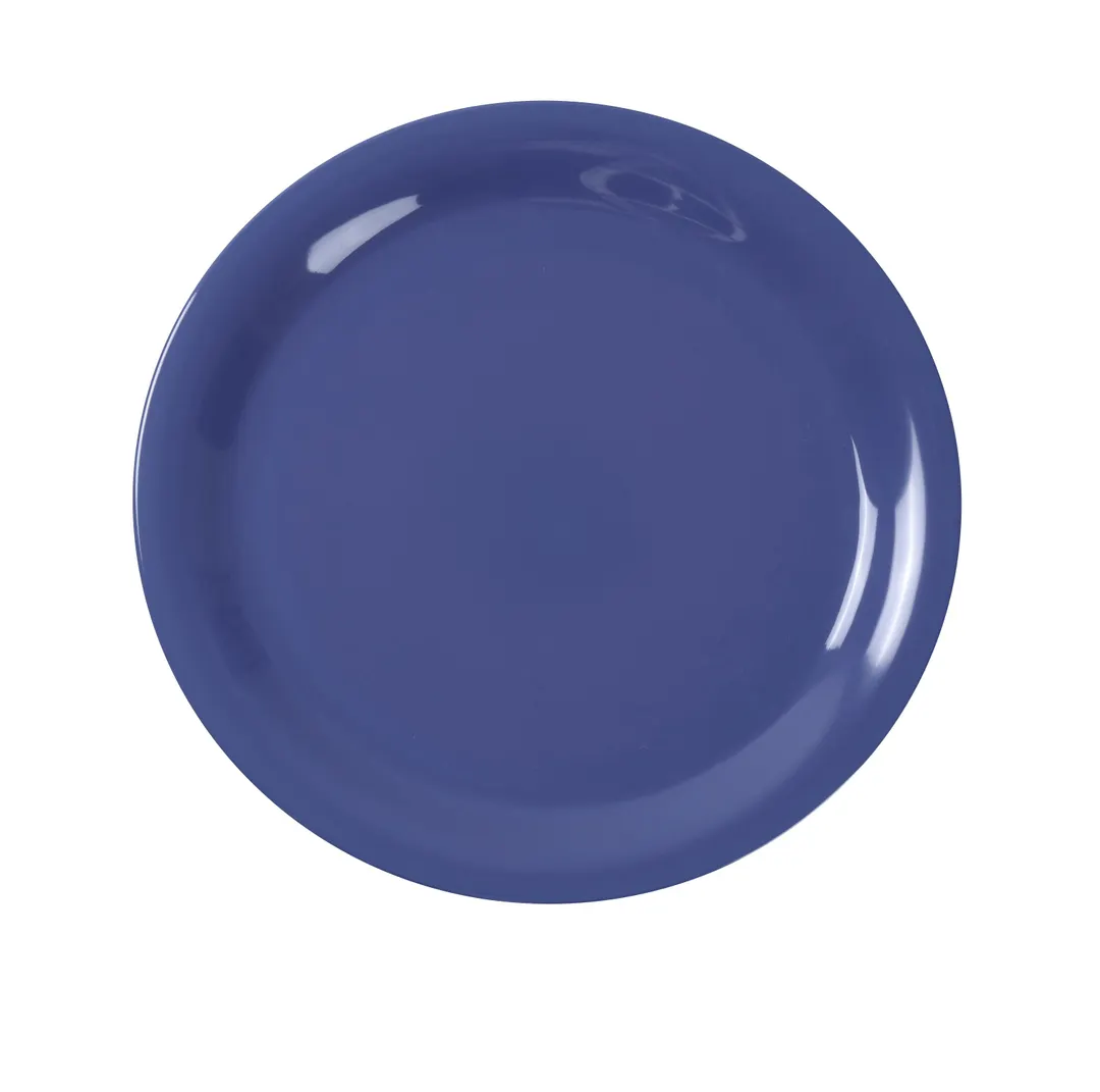 Yanco MS-107BU - 7½" Round Melamine Plate, Blue, Narrow Rim, Dishwasher Safe - Dozen