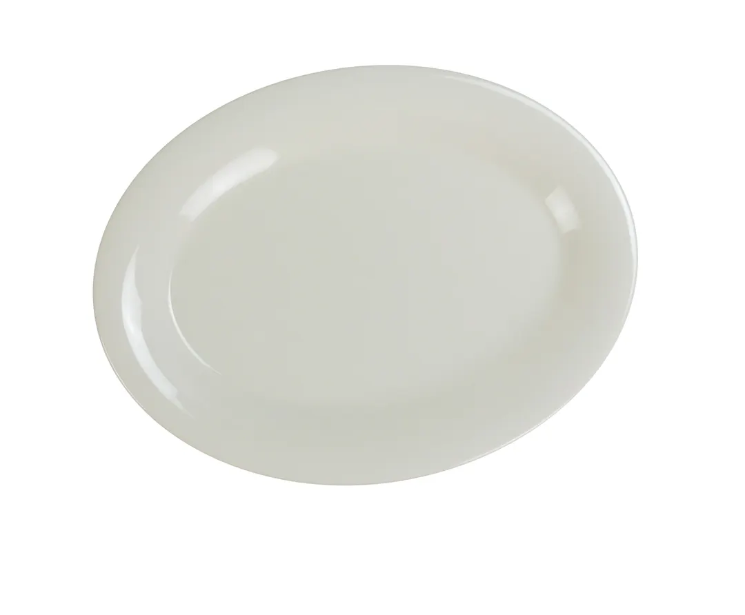 Yanco MS-212IV Oval Platter, 12" x 9" Ivory Melamine, Dishwasher Safe, NSF - Dozen