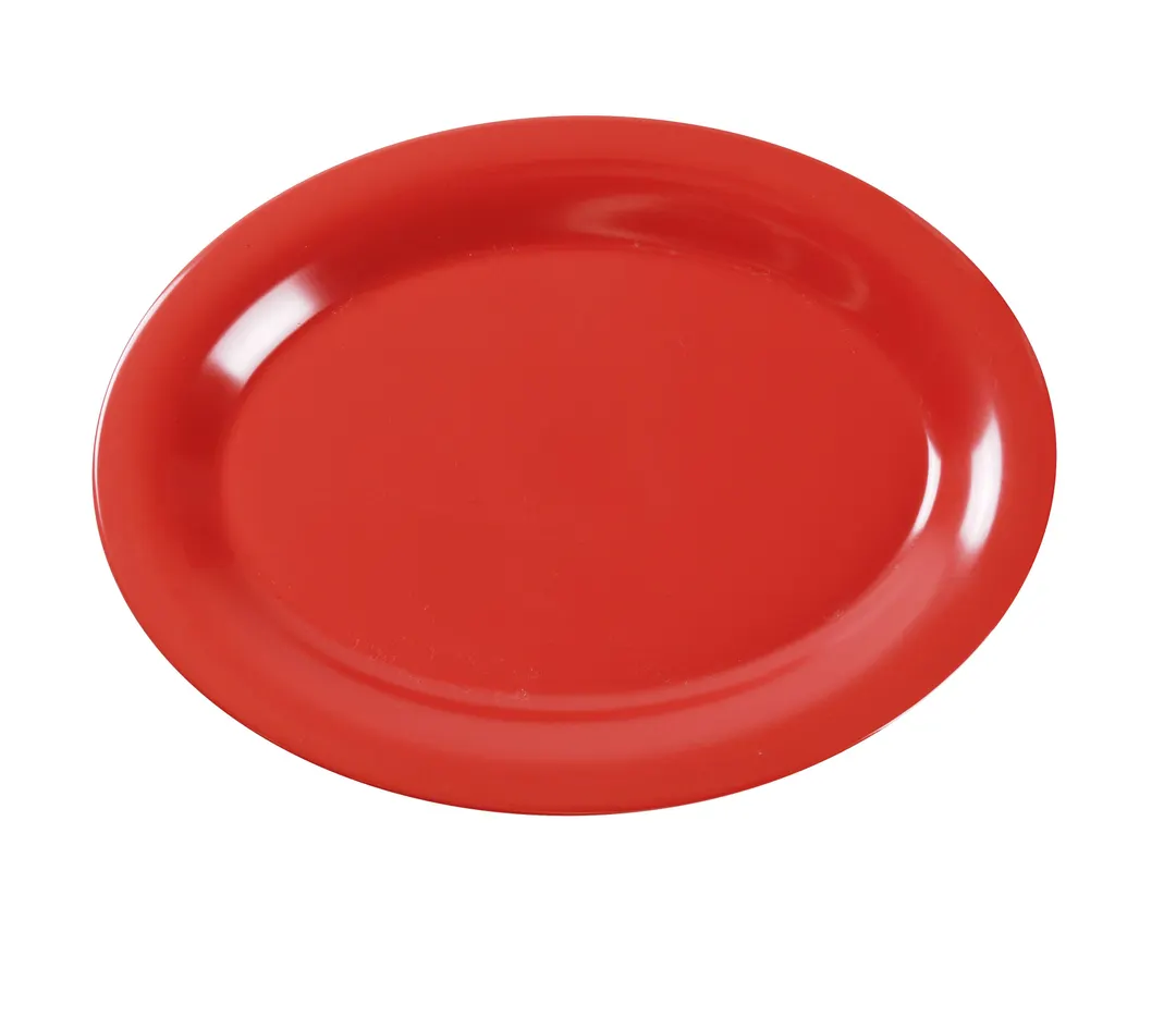 Yanco MS-212RD Oval Platter, 12" x 9" Melamine, Orange‑Red, Heavy‑Duty, NSF Dishwasher Safe - Dozen