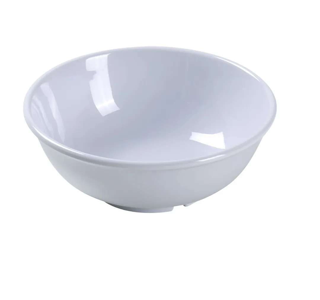 Yanco MS-5807WT - 7" Round Melamine Salad Bowl, 24-27 oz, White, Heavy Duty, NSF - Dozen