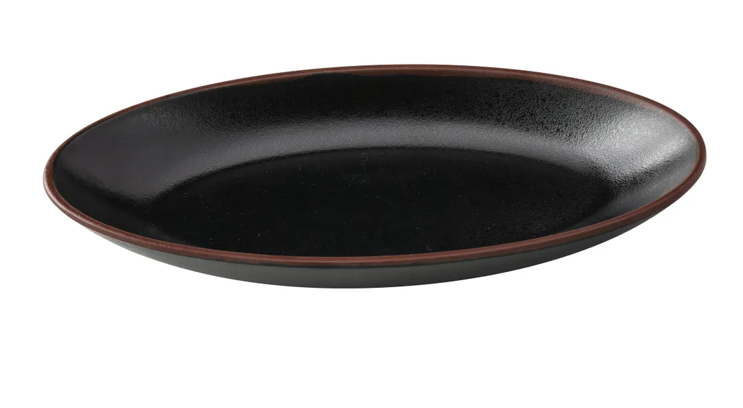 Yanco NA-310BK - Oval Deep Melamine Plate, 10-1/2" W x 5-1/4" D x 1-1/2" H, Black/Brown, - Dozen
