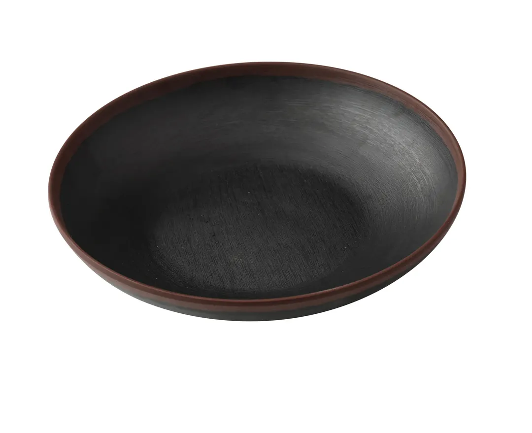 Yanco NA-709BK Melamine Bowl, Round Black/Brown, 9" Dia x 1-3/4" H, 28 Oz, Dishwasher Safe - Dozen