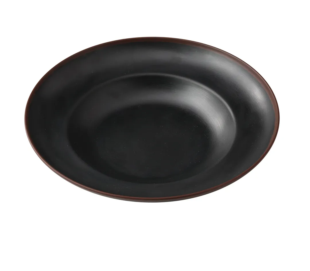 Yanco NA-810BK Pasta Bowl, 10"-3/4", 12 Oz, Black/Brown Melamine, Dishwasher Safe - Dozen